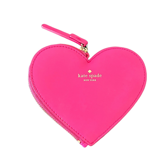 Kate Spade Change of Heart Fuchsia Heart Coin Pouch EUC WLRU2403 - Picture 1 of 17